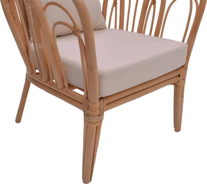 Karrige Tania ratan natyral-jastëk i bardhë 76x76x76cm