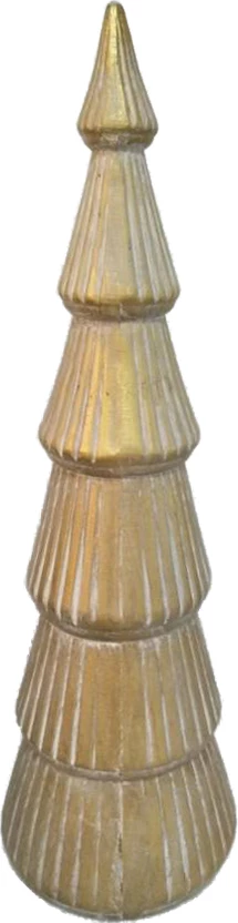 Dekor pemë Krishtlindjesh Doro, MDF, ngjyrë ari, 14x14x47cm