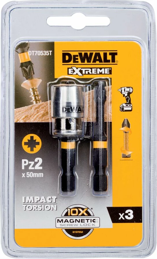 Bit impact PZ2 DeWalt DT70535T 50 mm, set 3 pjesë