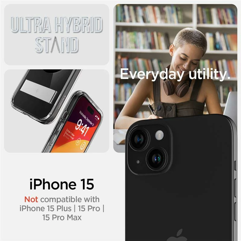 Mbështjellës Spigen Ultra Hybrid S MagSafe për iPhone 15, i zi