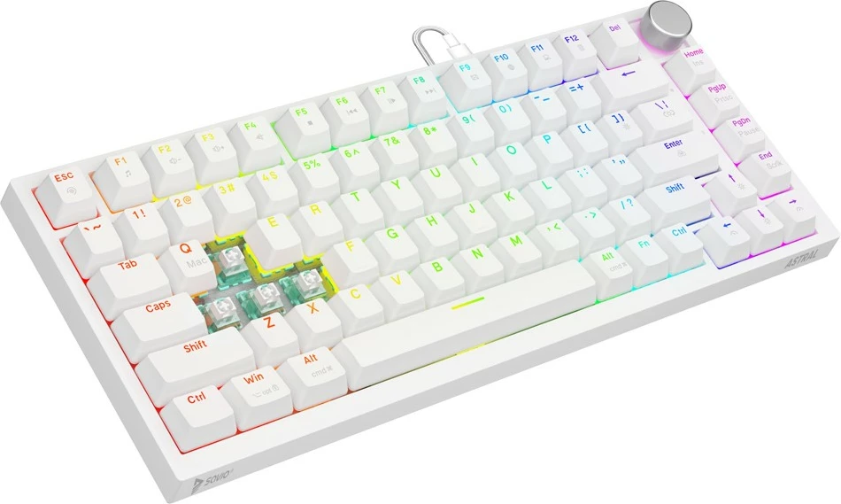 Tastierë mekanike magnetike Savio ASTRAL WHITE Jade 82-taste RGB USB-C QWERTY EN e bardhë