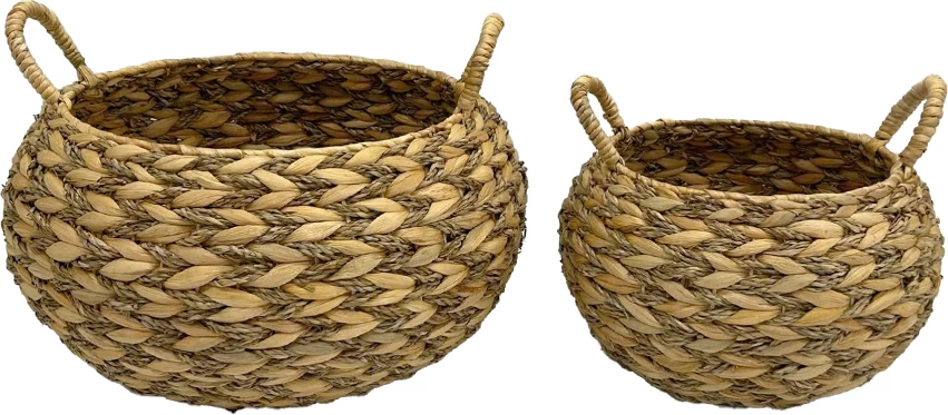 Set shporta natyrale prej hiacinti, 2 copë, 46x46x32cm