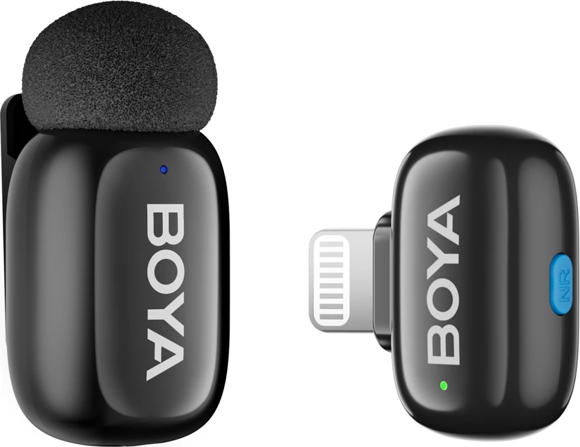 Sistem mikrofonash wireless BOYA Mini 2-01 2.4GHz 48kHz/24-bit 2x transmitter + 2x receiver USB-C/Lightning, i zi