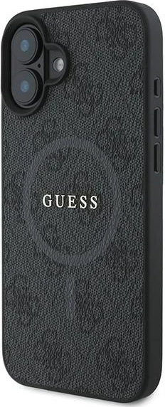 Mbështjellës Guess 4G Ring Classic Logo MagSafe për iPhone 16 Plus, i zi