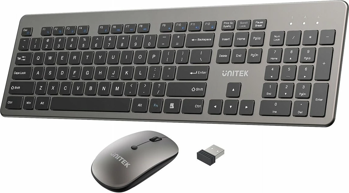Set tastierë dhe maus wireless Unitek SlimDuo T054AGY01 2.4GHz, gri/zezë