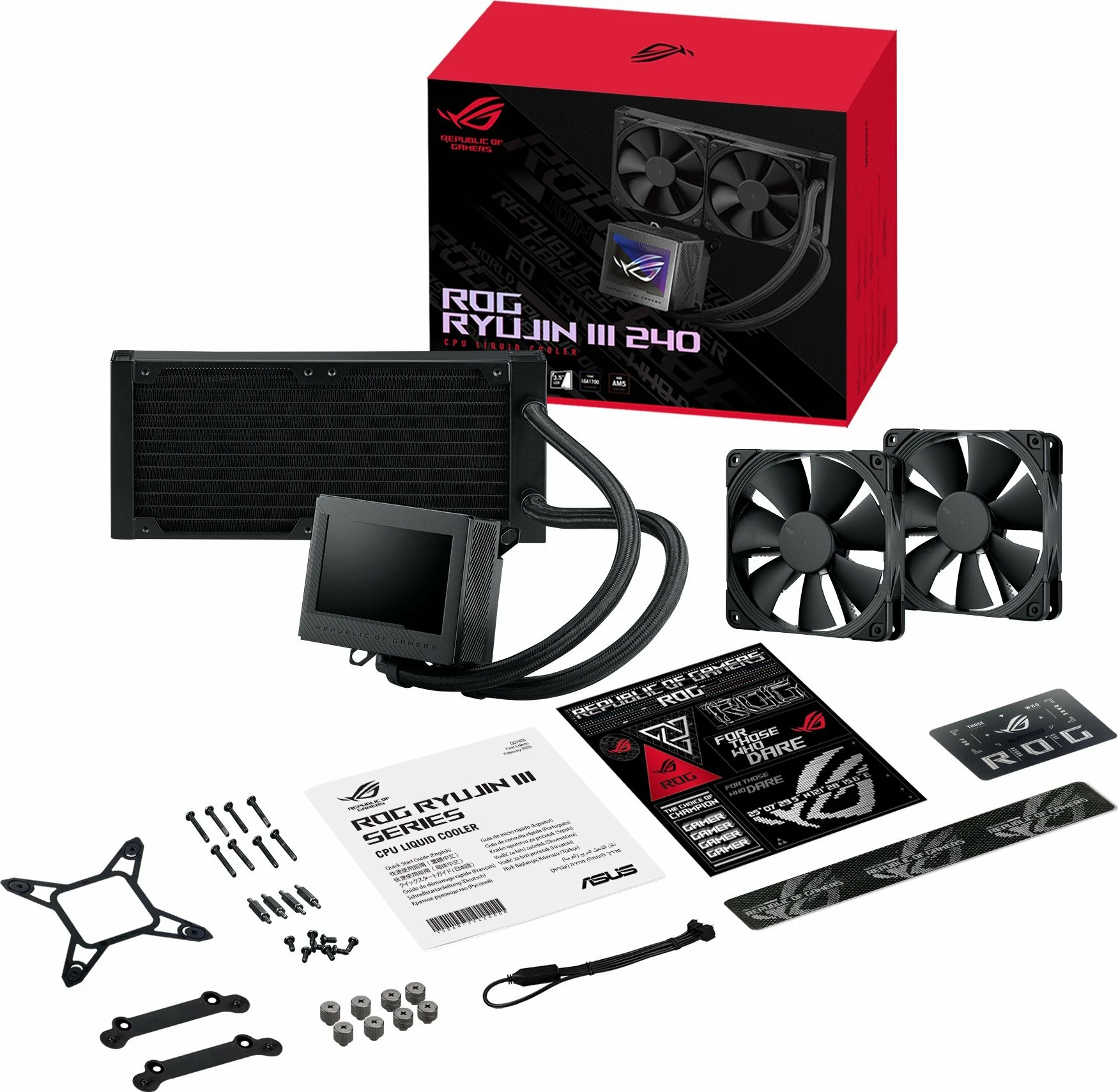 Ftohës uji AiO për CPU Asus ROG Ryujin III 240 (90RC00K0-M0UAY0), radiator 240 mm, 2x120 mm Noctua, i zi