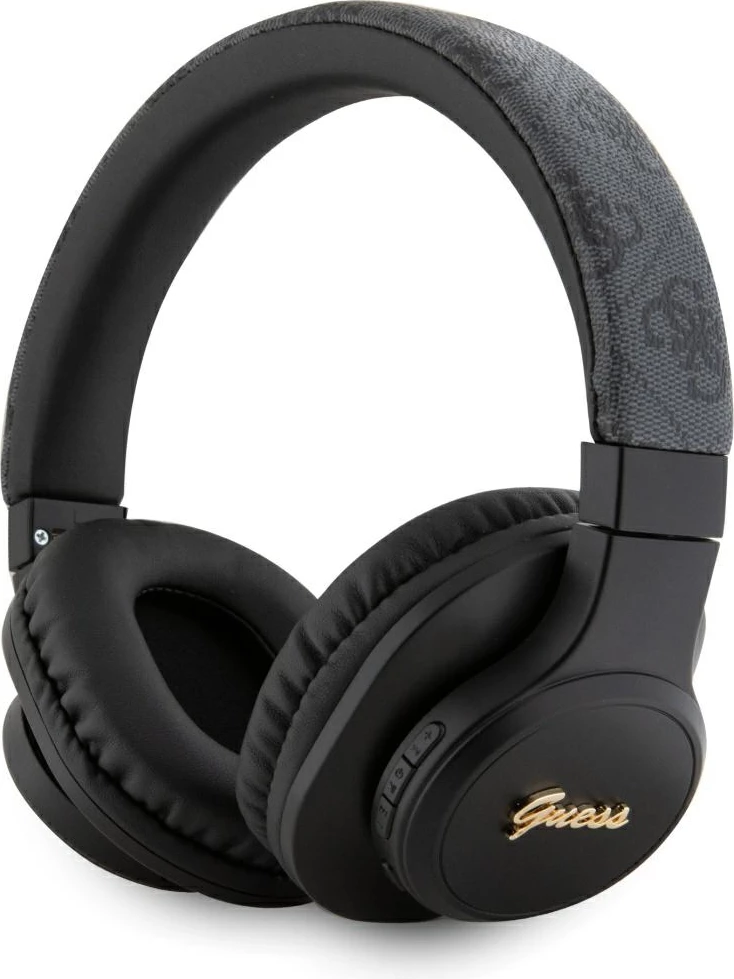 Kufje Guess Leather Tone On Tone Script 4G, Bluetooth 5.3, të zeza