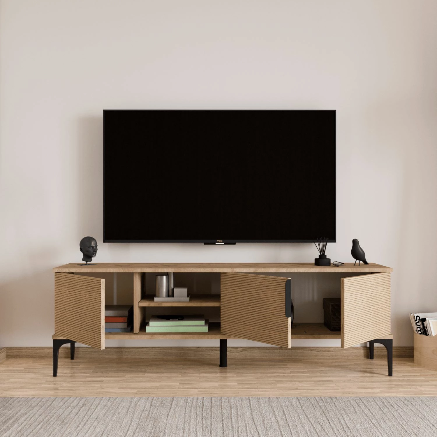 Komodë TV Skye Decor, ngjyrë lisi, Tarz