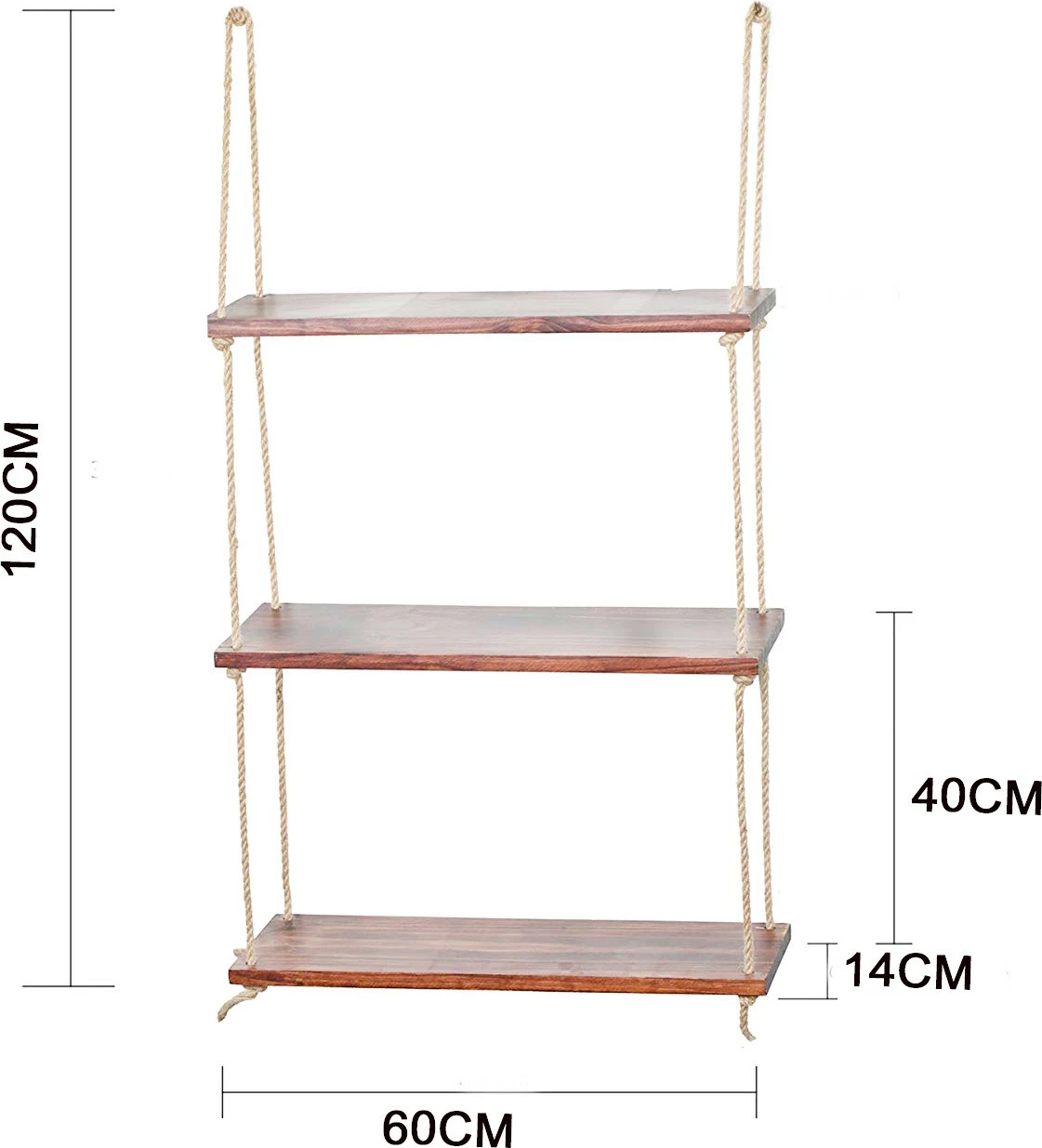 Raf muri Hanah Home, Raf236, ngjyrë arre, dru bredhi, 60x120x14cm