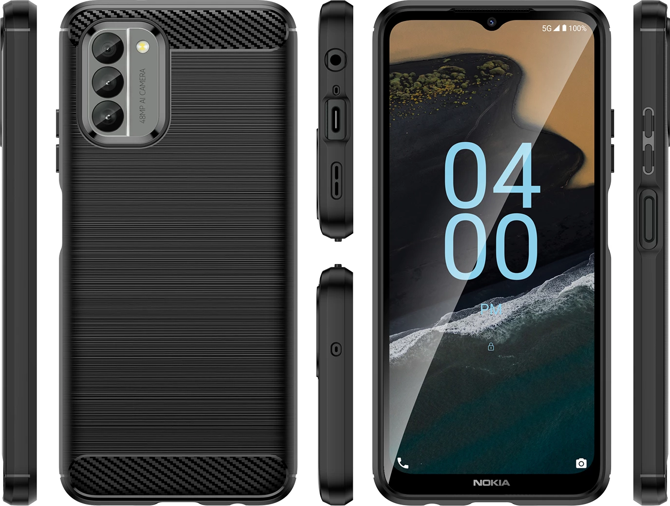 Mbështjellës Hurtel Carbon Case për Nokia G400, TPU, i zi