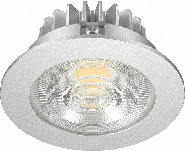 Spot LED i integrum në tavan Synergy21 Helios, i rrumbullakët, dritë e ngrohtë, argjendtë