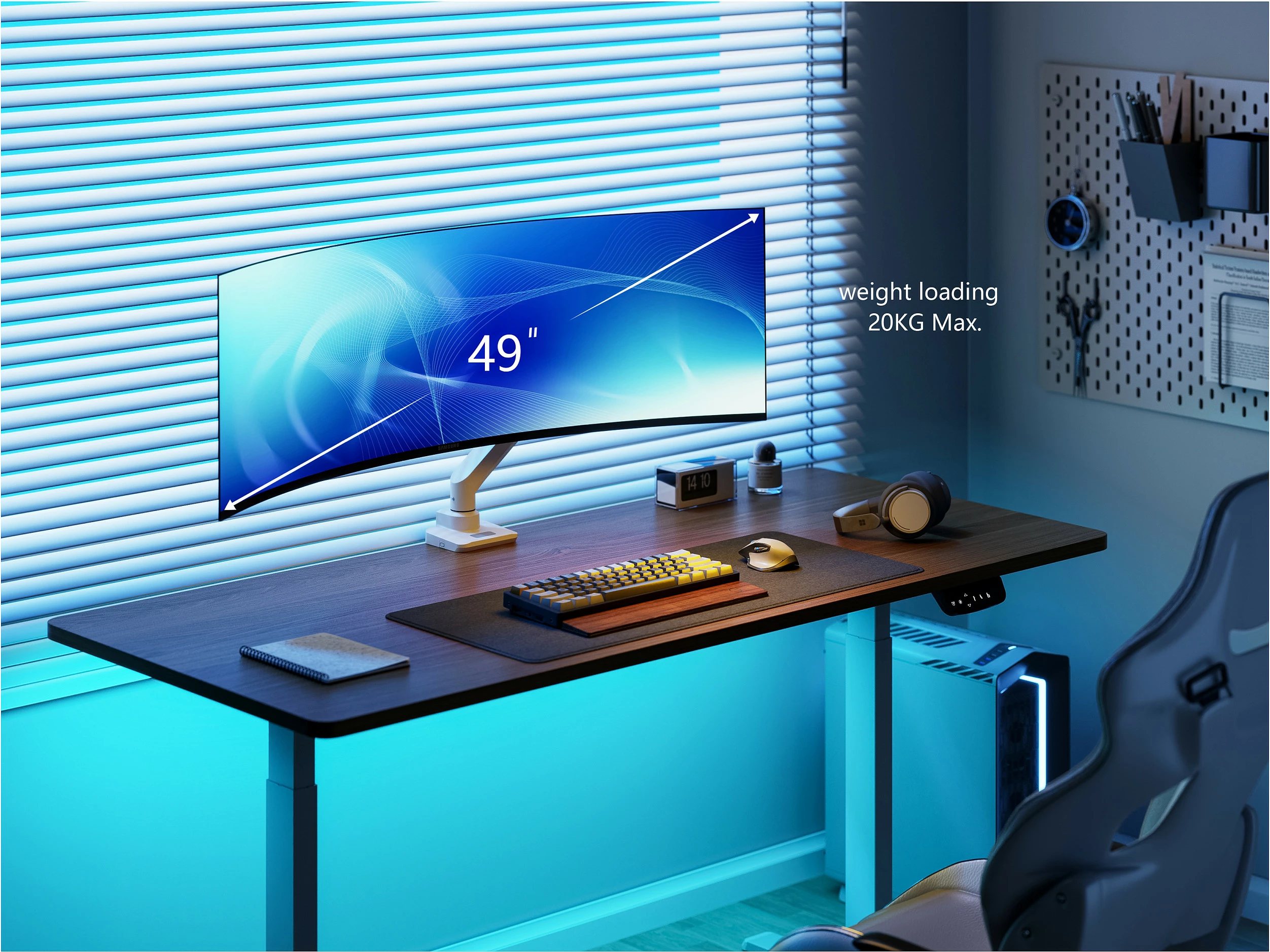 Mbajtëse monitori EQUIP Tischhalterung 17"-49", gas spring, VESA 75x75/100x100, 20 kg, e bardhë