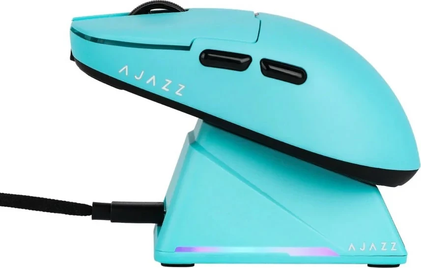 Maus Ajazz AJ159 APEX, wireless/USB-C, 42000 DPI, 8K, me stacion karikimi, kaltër