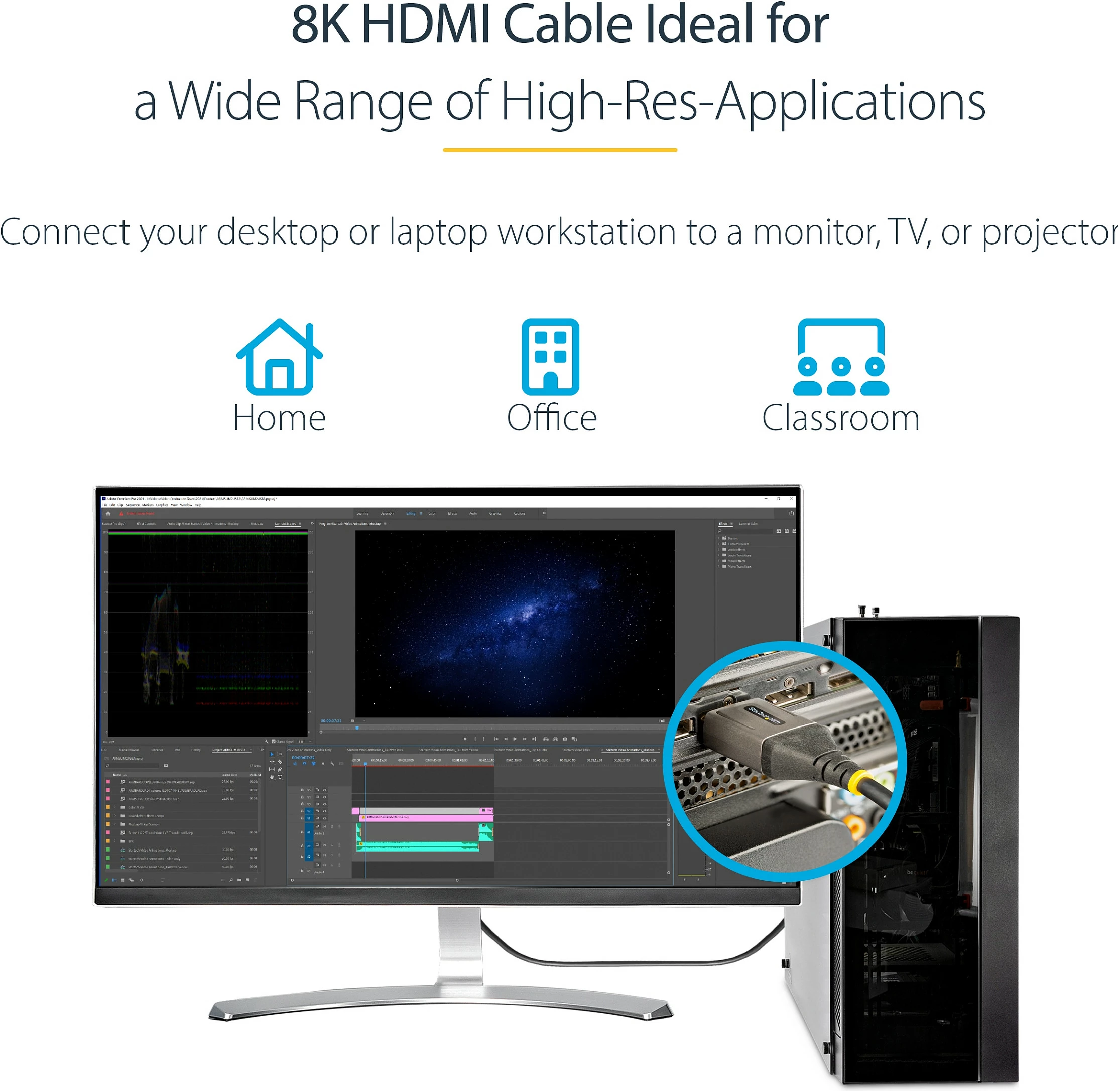Kabllo HDMI StarTech 2.1, 5m, 8K@60Hz, 48Gbps, HDR10+, ARC, gri/zi