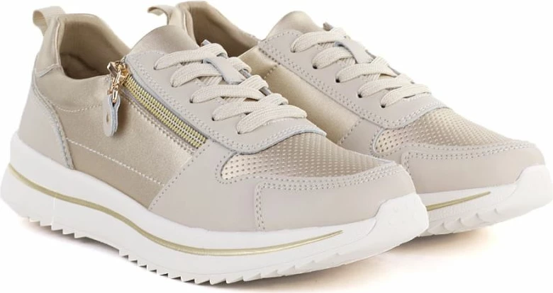 Këpucë të ulëta për femra eVento 9784, bezhë dhe ari