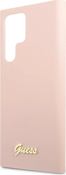 Mbështjellës Guess për Samsung Galaxy S23 Ultra, Silicone Vintage Gold Logo, Rozë