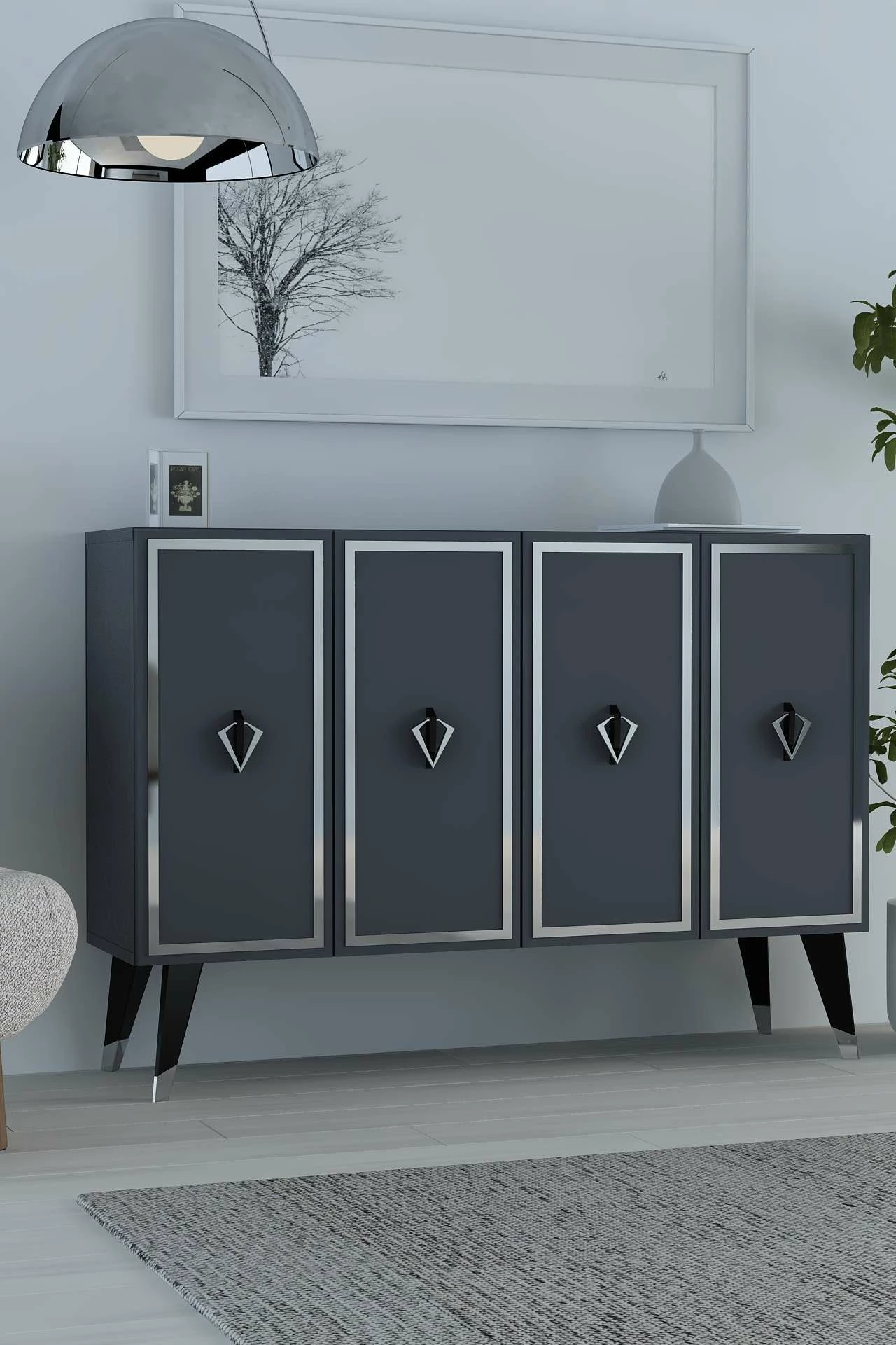 Konsol Skye Decor, 8175KM-32, antracit, e zezë, argjend