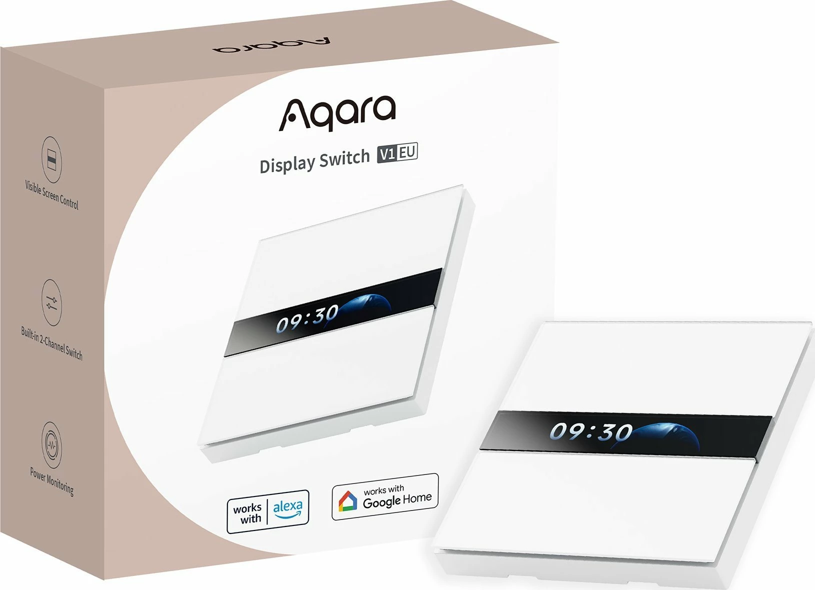Switch i mençur Aqara Display Switch V1 EU, 4 butona, LCD 2.08", Zigbee, Bluetooth, i bardhë