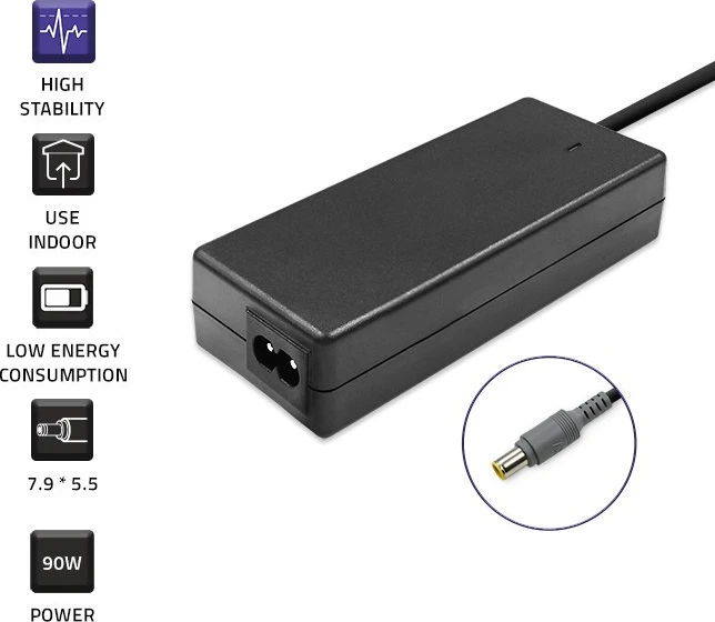 Adaptor i Fuqisë Qoltec 50093, 90 W, i Zi