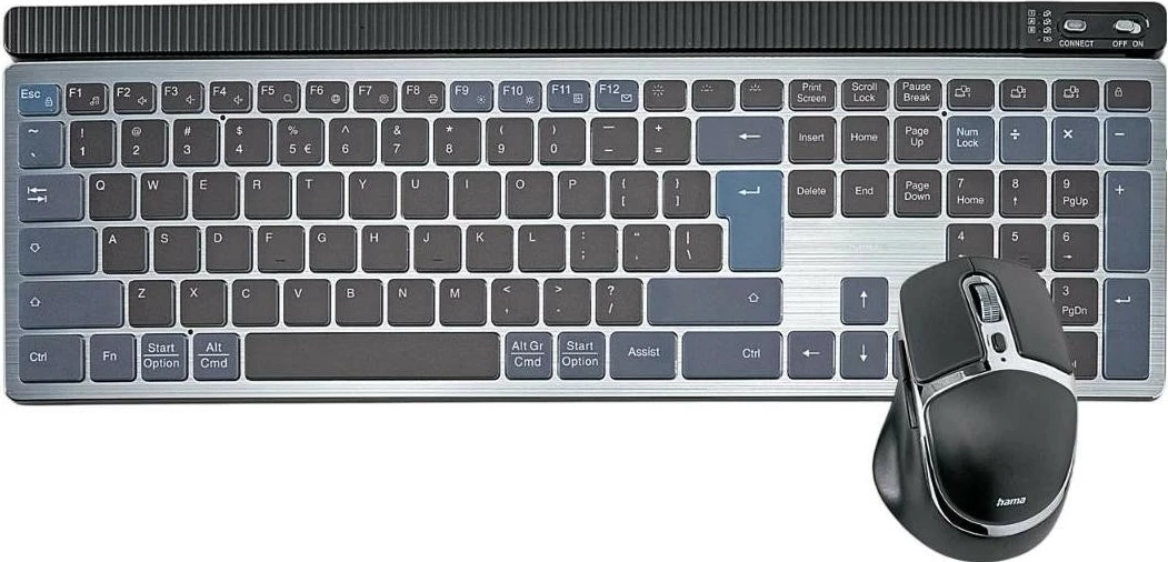 Tastierë dhe maus Hama WK-750/WKM-750, pa kabllo, e zezë-gri