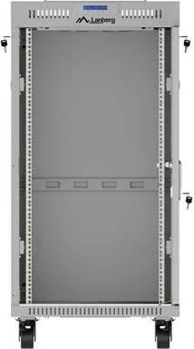 Kabinet rack LANBERG 19" 22U 600x600, derë qelqi, gri