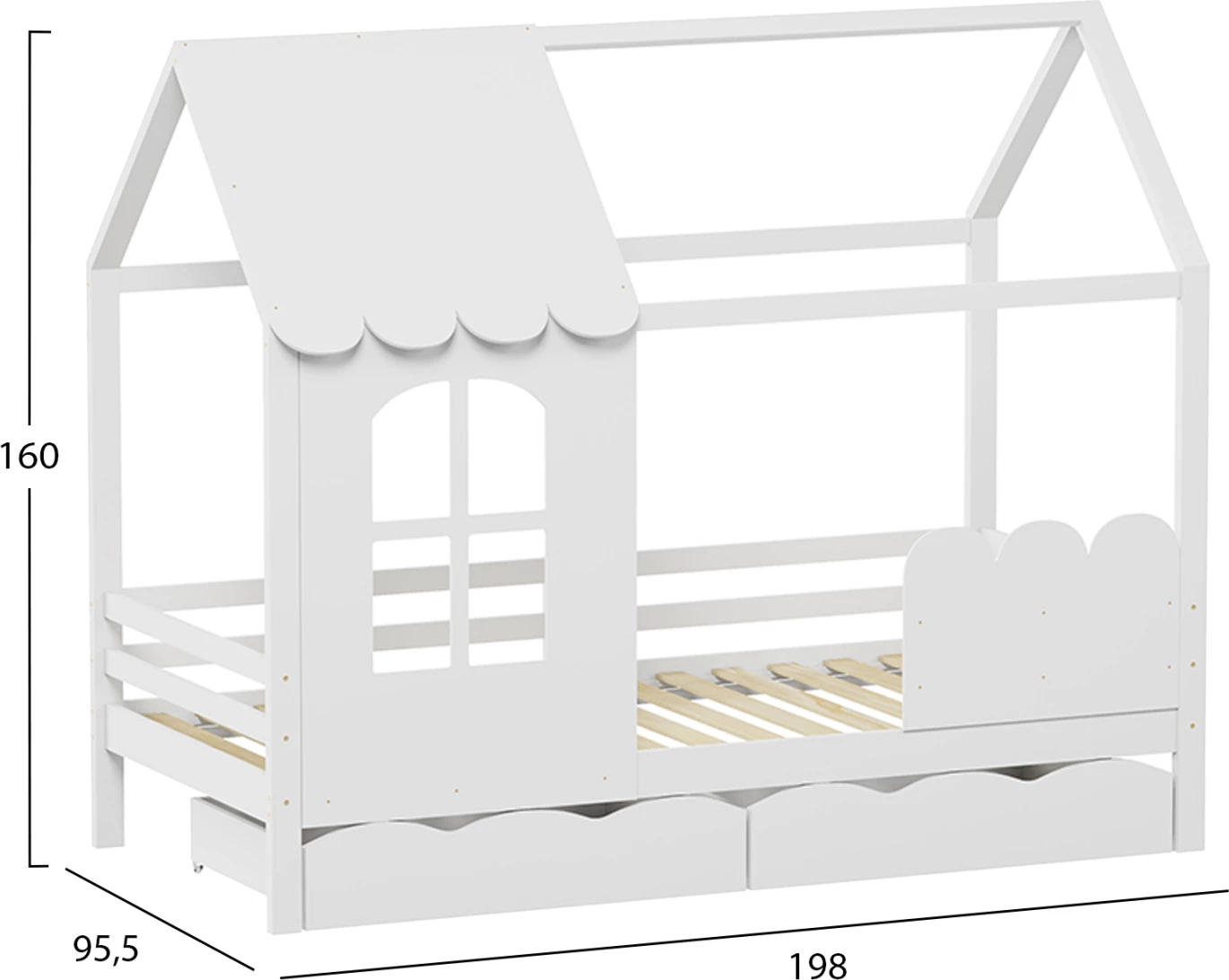 Krevat për fëmijë Montessori Domer FH710.03, i bardhë