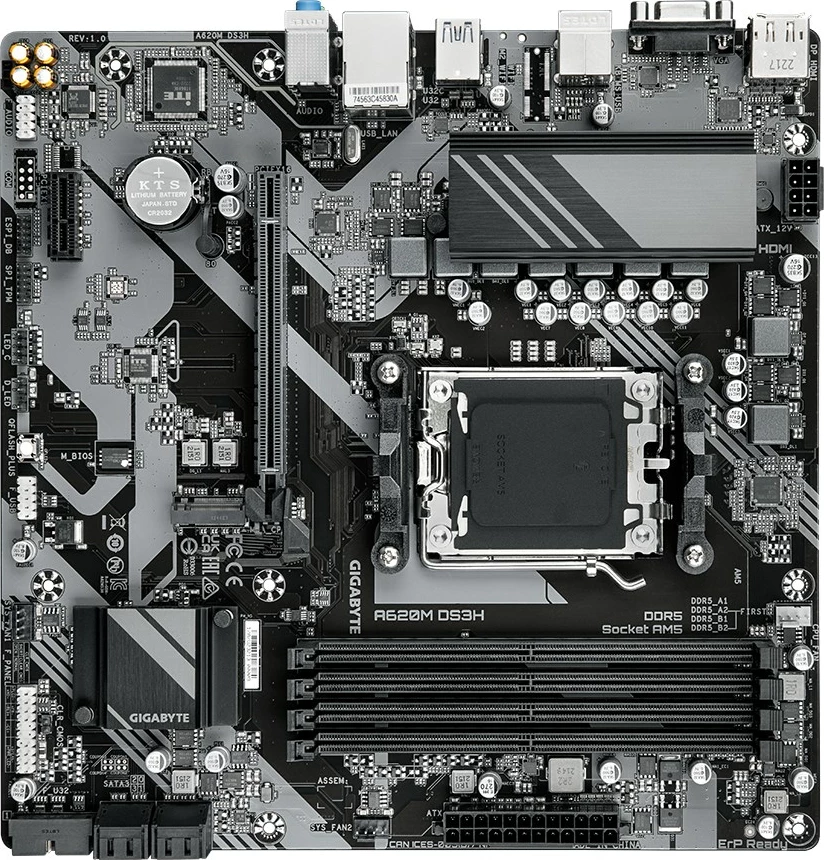 Pllakë amë Gigabyte A620M DS3H, Socket AM5, DDR5, micro ATX