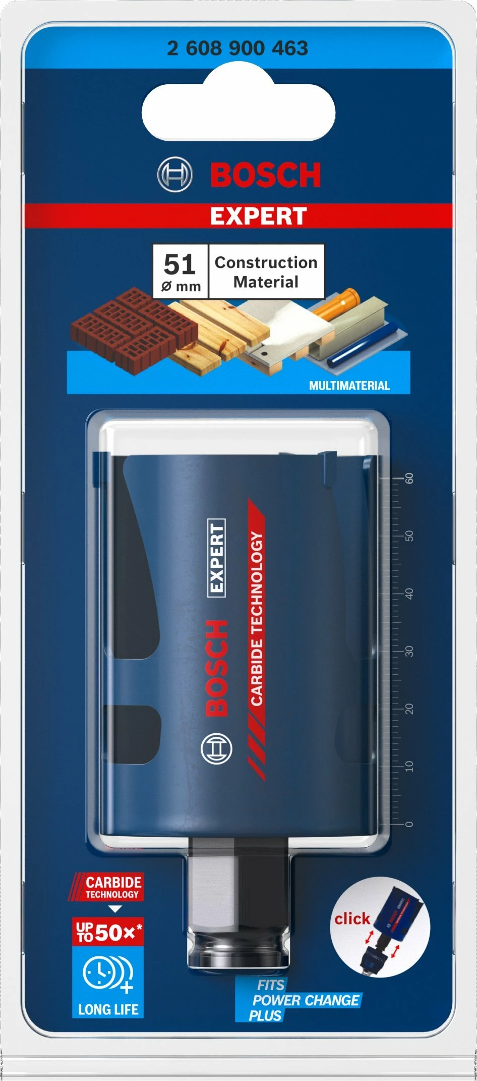 Sharrë vrime Bosch EXPERT Construction Material 2608900463, 51 x 60 mm, me dhëmbë karbidi