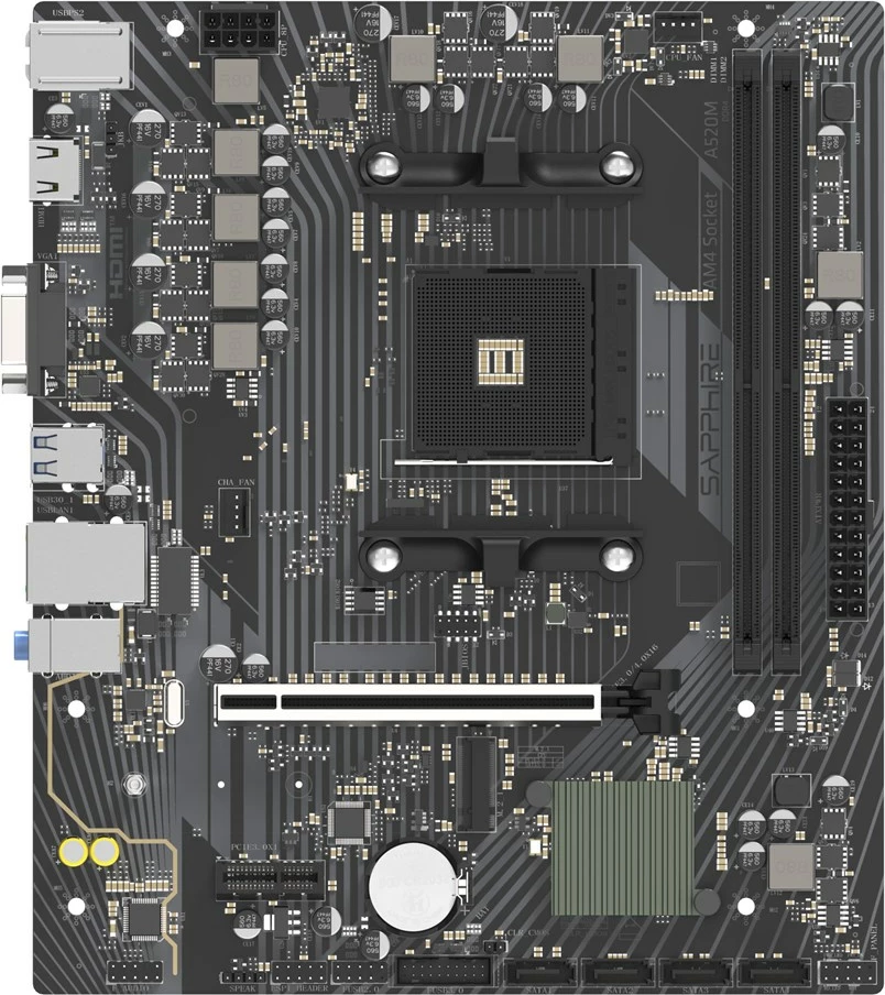 Pllakë amë Sapphire A520M-E, Socket AM4, micro ATX, e zezë