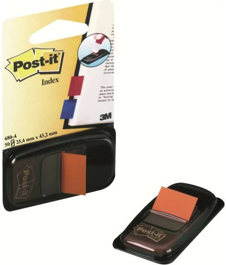 Shirita indeksi ngjitës, 3M Post-it, 680-4, me shpërndarës, portokalli