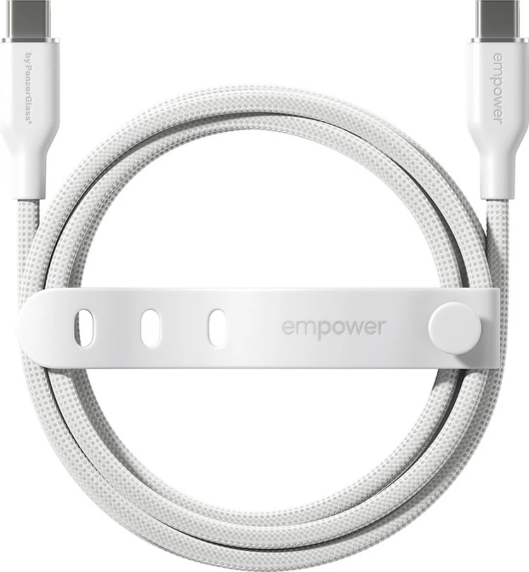 Kabllo USB-C në USB-C PanzerGlass empower Racing, 60W, USB 2.0, 1.2m, e bardhë