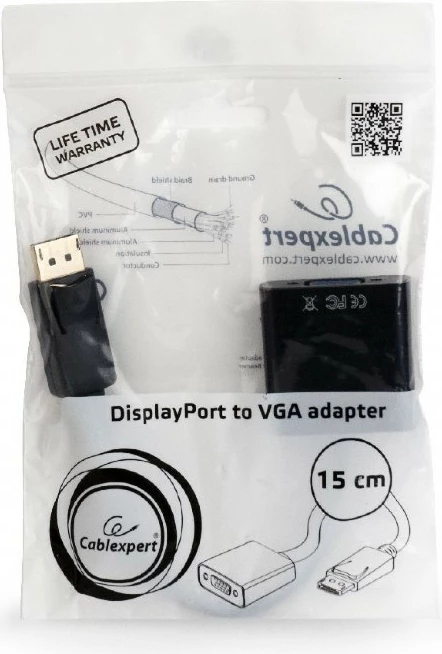 Adapter Gembird A-DPM-VGAF-02 DisplayPort në VGA, i zi