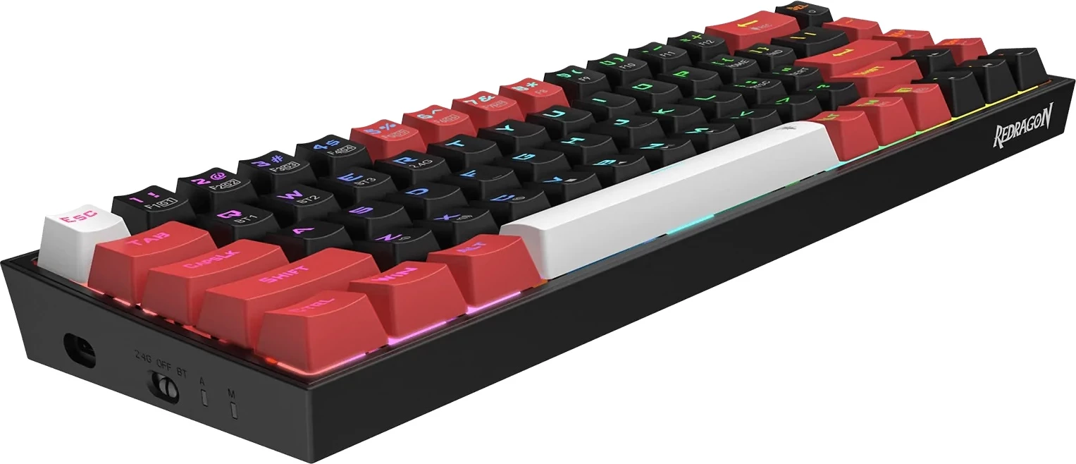 Tastierë mekanike Redragon Castor K631RGB Pro 65% (68 taste), Outemu Red, RGB, USB-C/2.4GHz/Bluetooth