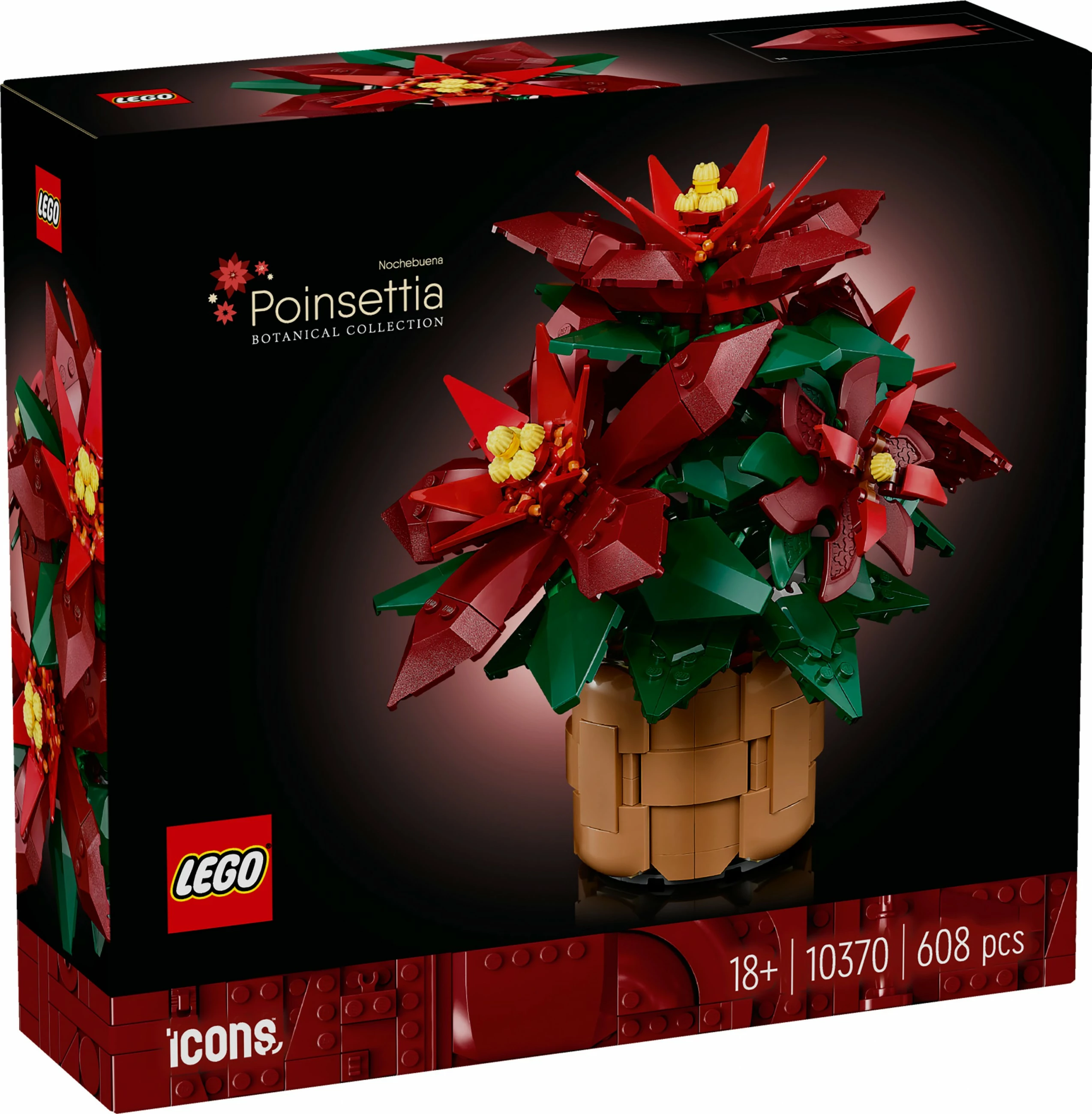Set ndërtimi LEGO Icons 10370, 608 pjesë, Poinsettia, shumëngjyrësh