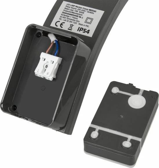 Llampë muri LED Maclean MCE343 10W 800lm IP54 4000K, gri, me aksesorë montimi