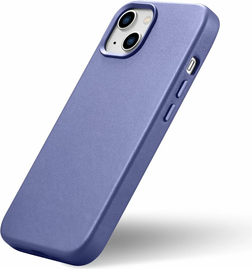 Mbështjellës iCarer për iPhone 14 Plus, lëkurë natyrale, MagSafe, vjollcë e çelët