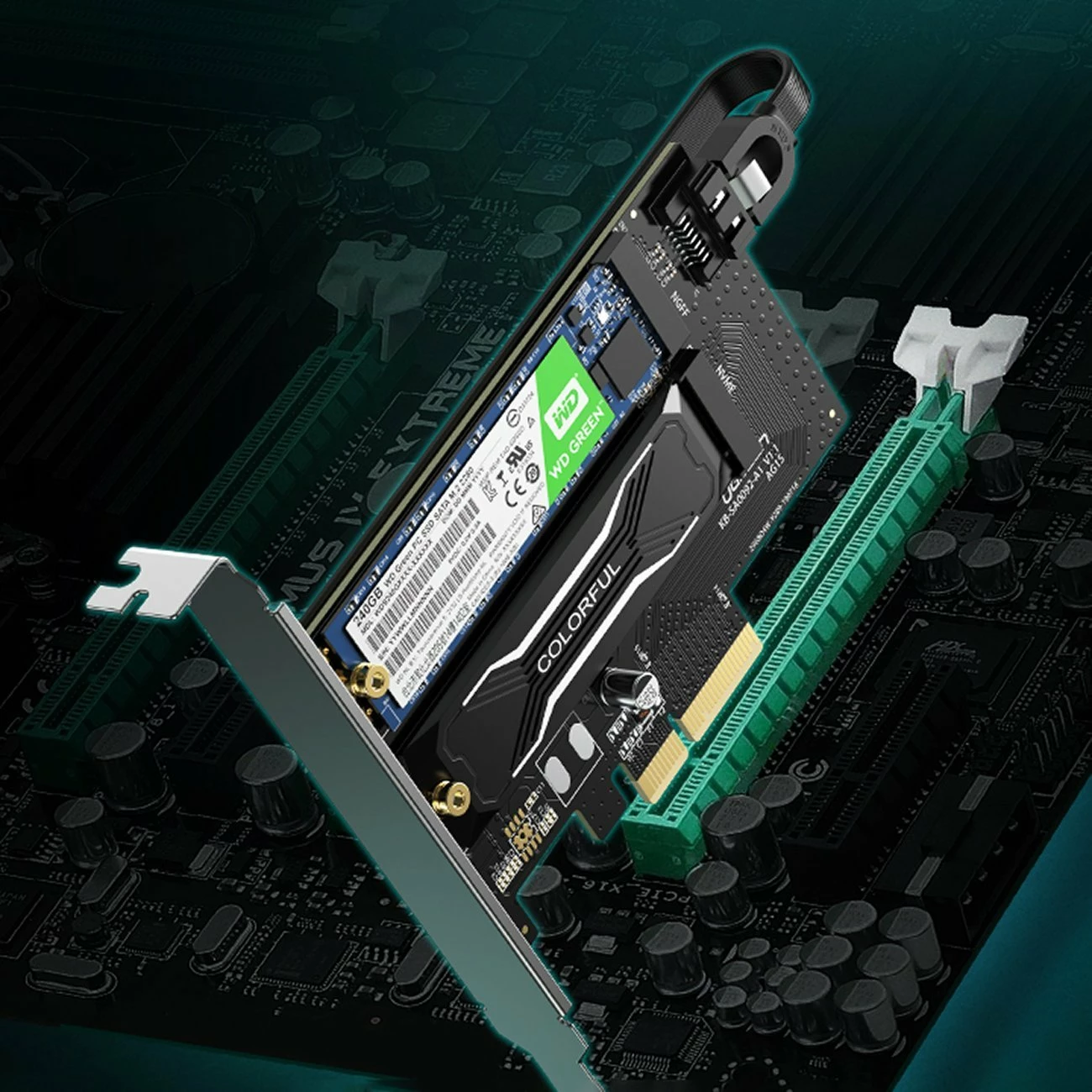 Kartë adapter PCIe Ugreen CM302 PCIe 3.0 x4 për SSD M.2 M-Key + M.2 B-Key, e zezë