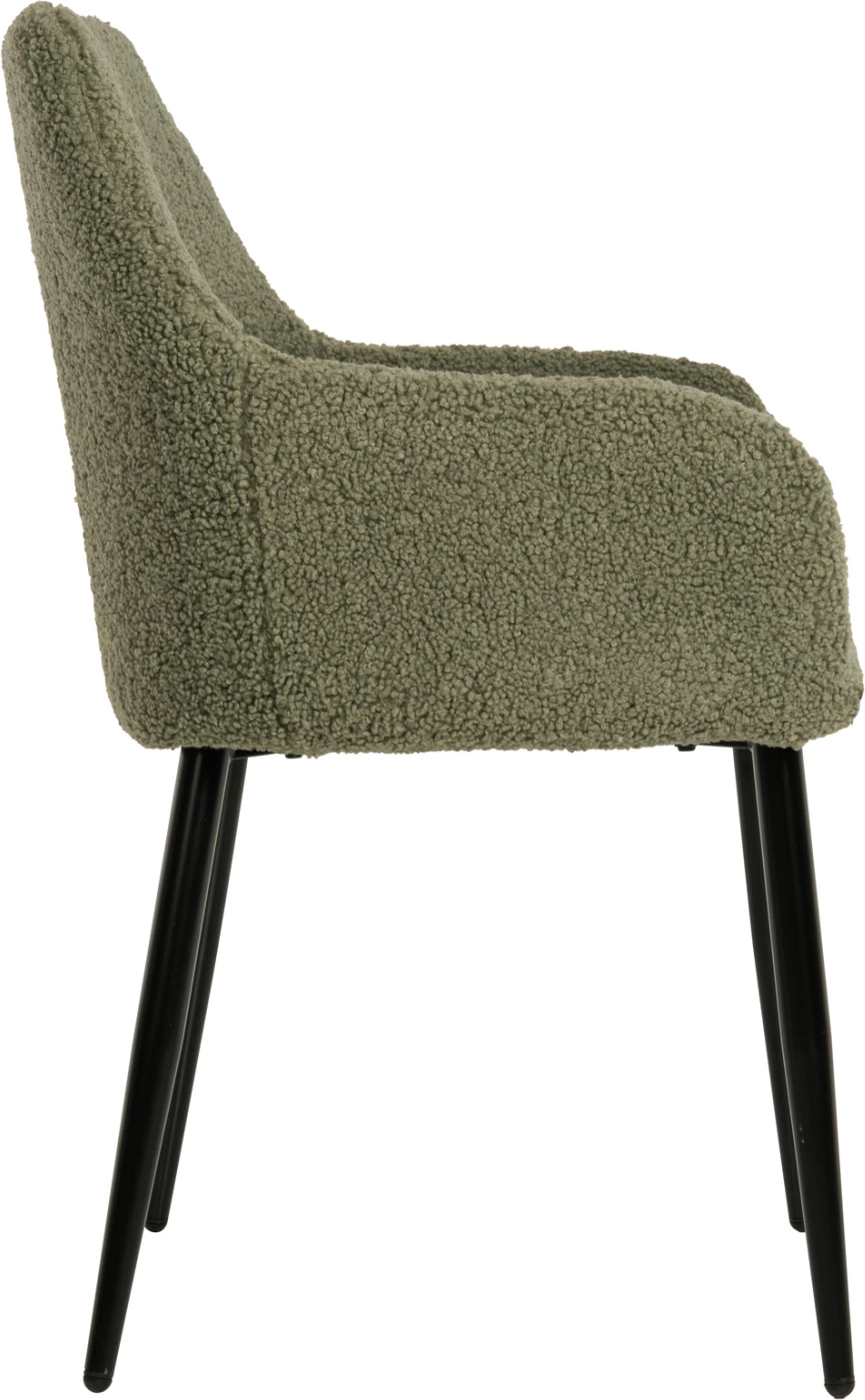 Karrige SHELLY FH8591.03 me pëlhurë TEDDY në ngjyrë fistik- këmbë metalike të zeza 57x55x87Hcm., set prej 2 copë