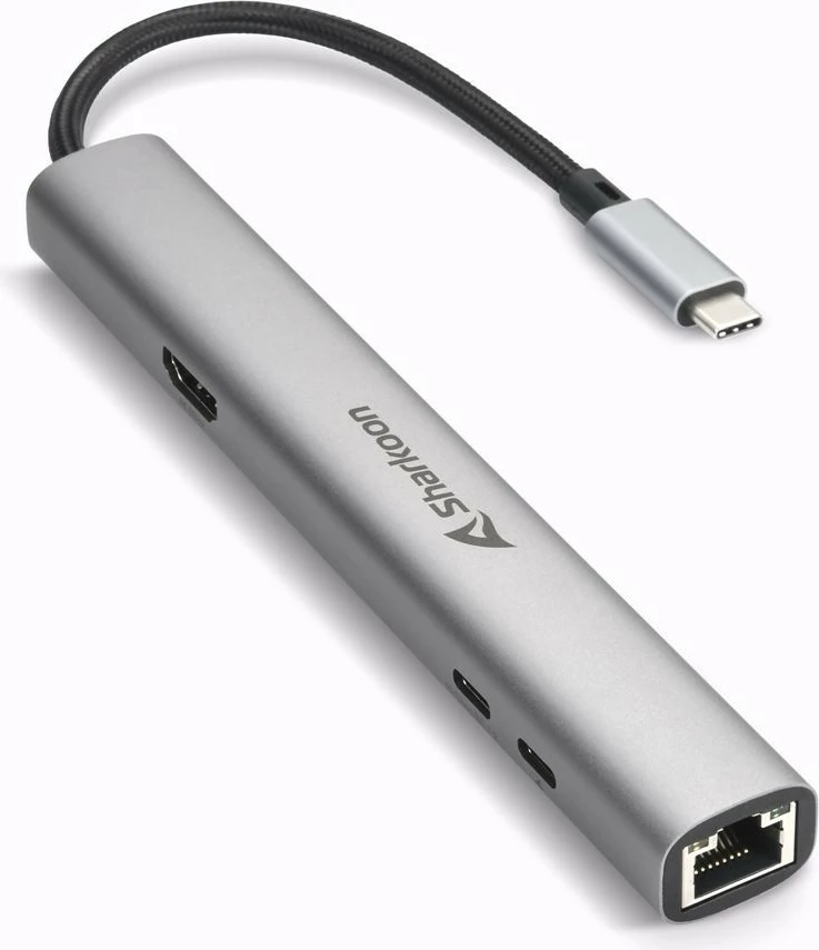 Adapter USB-C Sharkoon OfficePal Combo, 6 porte, HDMI, RJ-45, gri