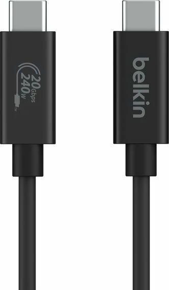 Kabllo USB-C në USB-C Belkin USB4 INZ004bt2MBK 2m 240W 20Gbps, zi/bardhë