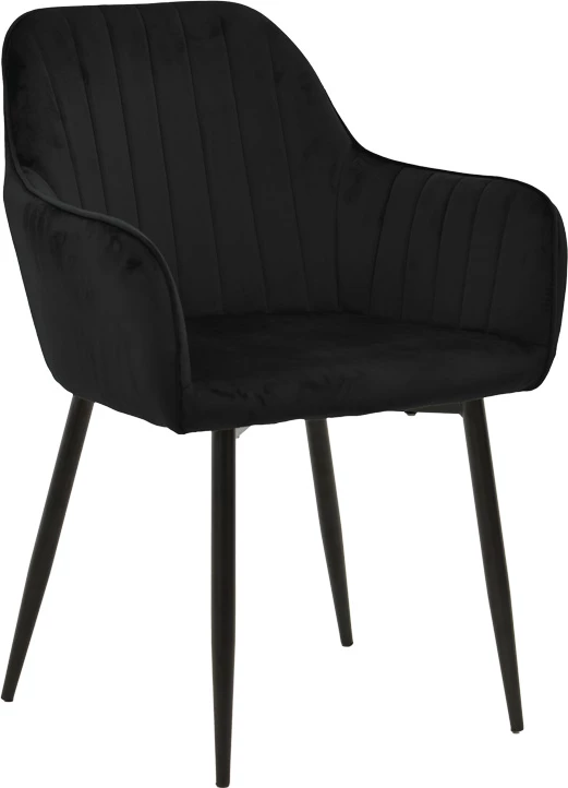 Tavolinë me karrige Noor të zeza dhe tavolinë Ezali sonoma 160x90x75cm, set 7 copë