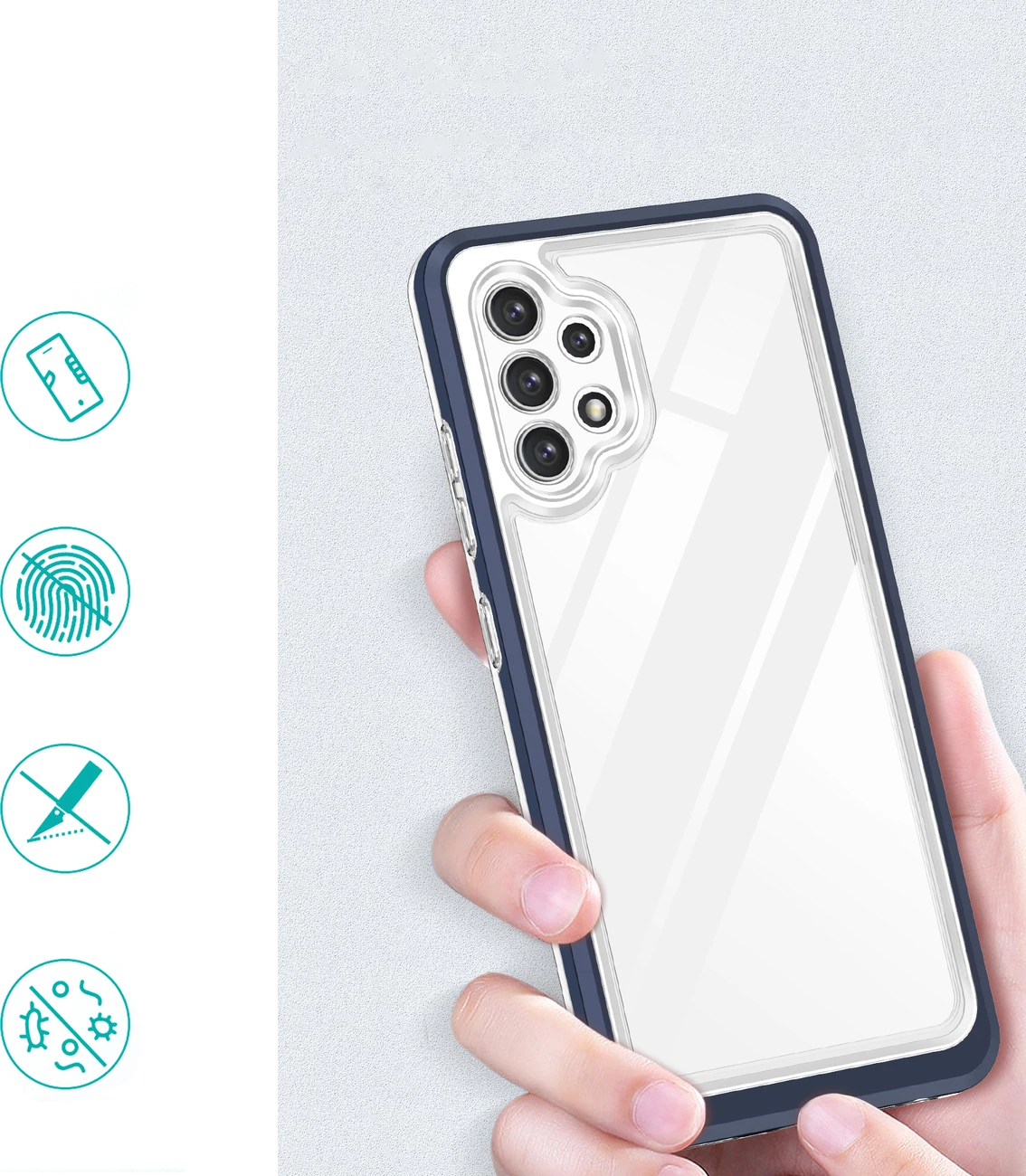 Mbështjellës Hurtel Hybrid Armor Clear 3 in 1 për Samsung Galaxy A72, Transparent/Blue