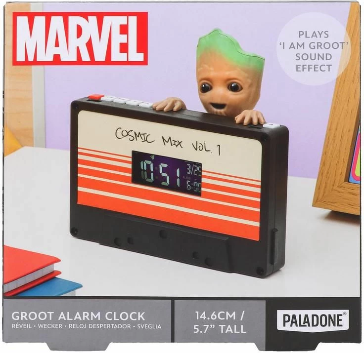 Orë alarmi digjitale Paladone Marvel Groot 14.6 cm, me tinguj \"I am Groot\", USB