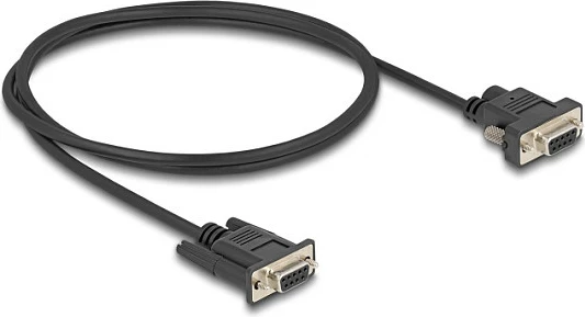 Kabllo seriale DeLOCK RS-232 DB9 femër-DB9 femër, 1 m, Pin 9 Power, e zezë