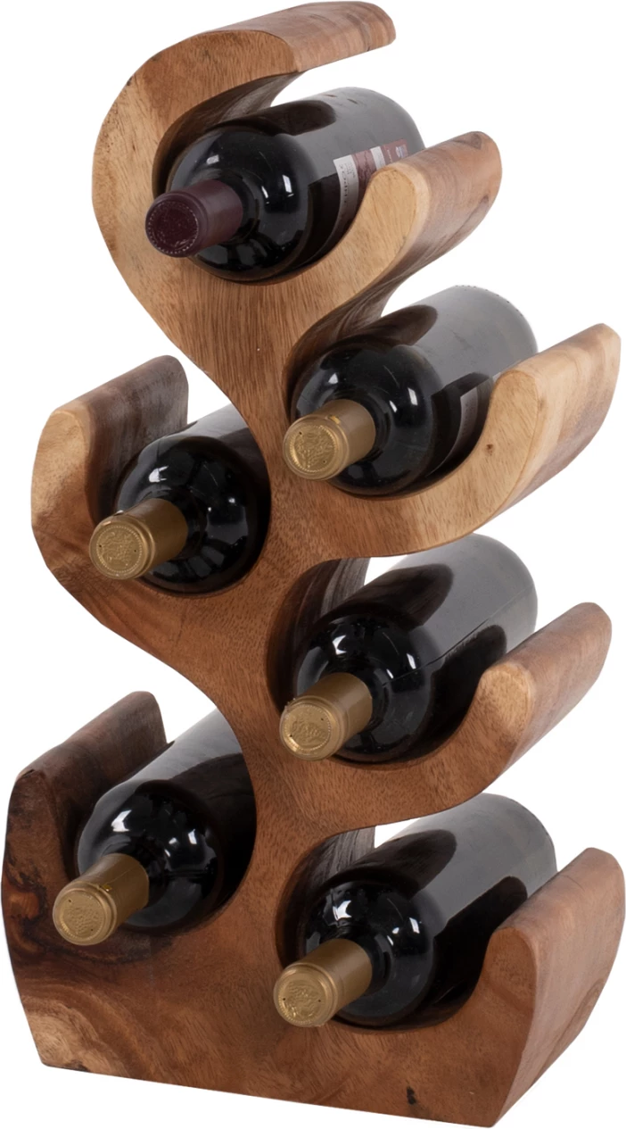 Mbajtës shishesh prej druri suar, 6 vende, 18x20x50 cm, FH9485