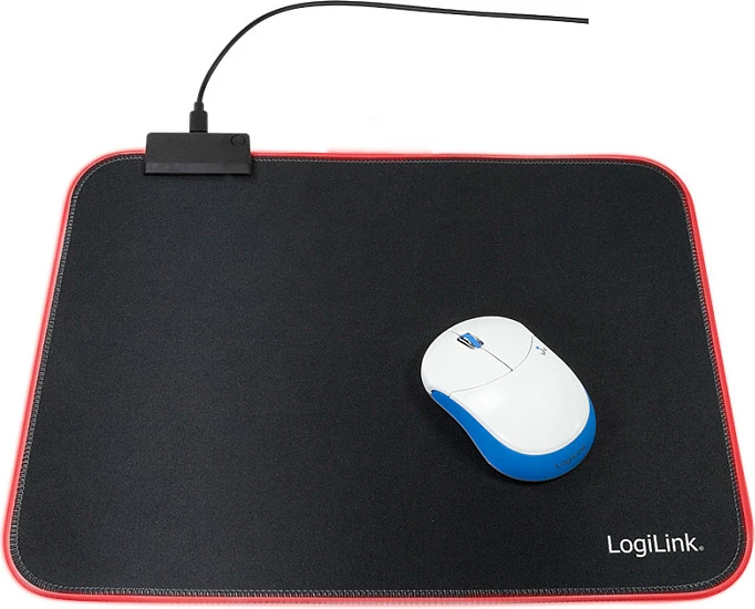 Mauspad gaming LogiLink, RGB LED, 350x260x3mm, i butë, i zi