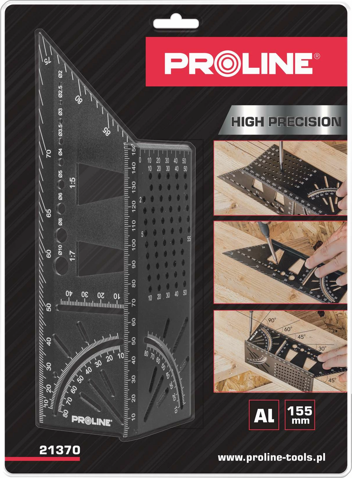 Këndore zdrukthtarie japoneze 3D PROLINE 21370, alumin, 0°–90°