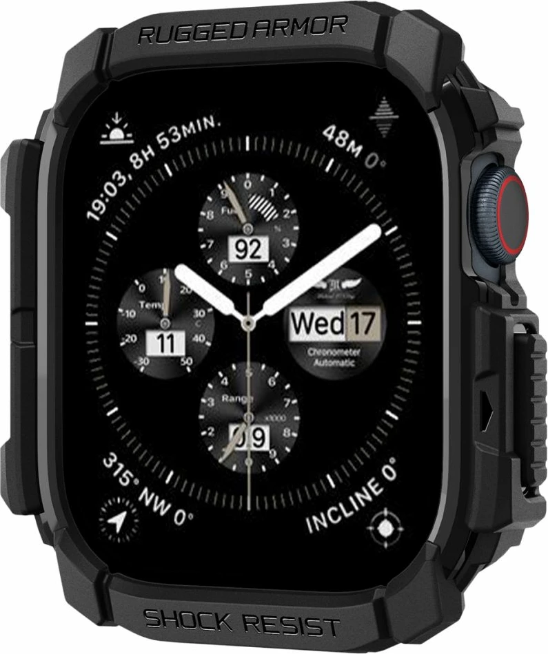 Mbështjellës Spigen Rugged Armor për Apple Watch 10, 46mm, i zi