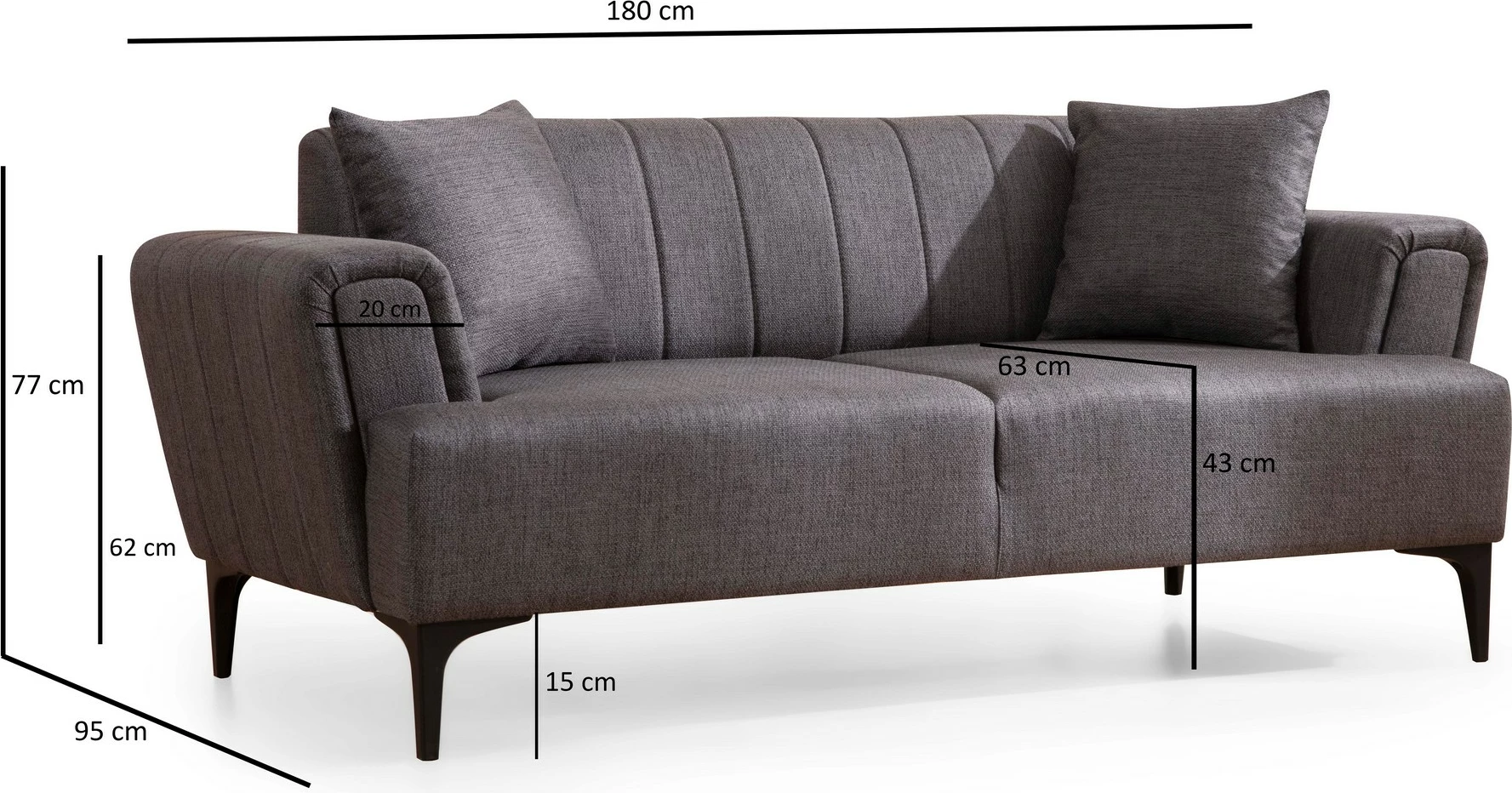 Divan dy ulës, ngjyrë gri e errët, Atelier del Sofa, Hamlet