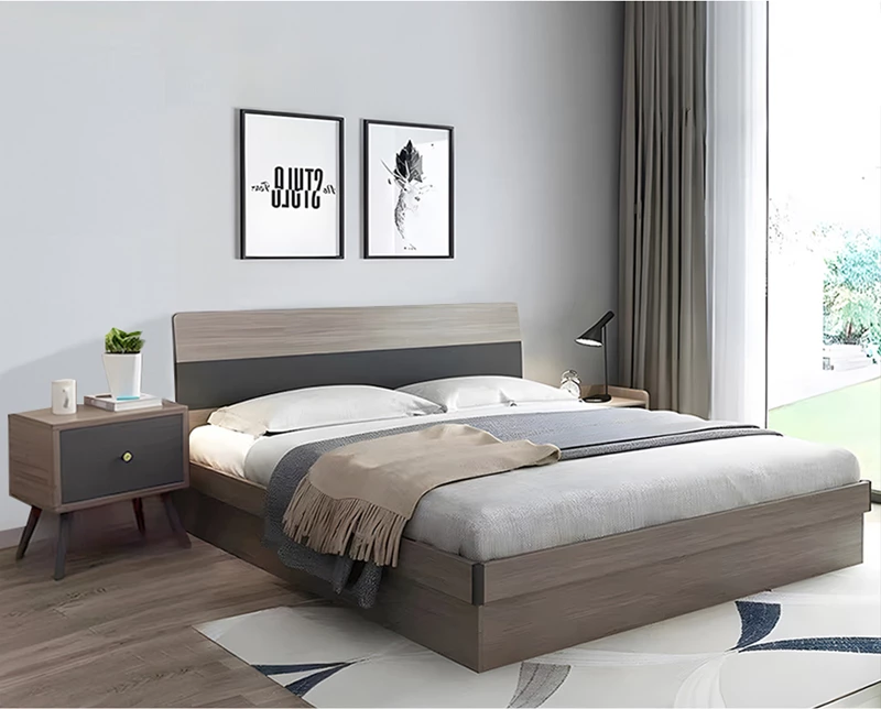 Krevat dopio me depo Daizy ngjyrë arre e lehtë-gri 150x200cm